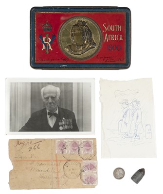 Lot 176 - Boer War. A South Africa 1900 chocolate tin and related items