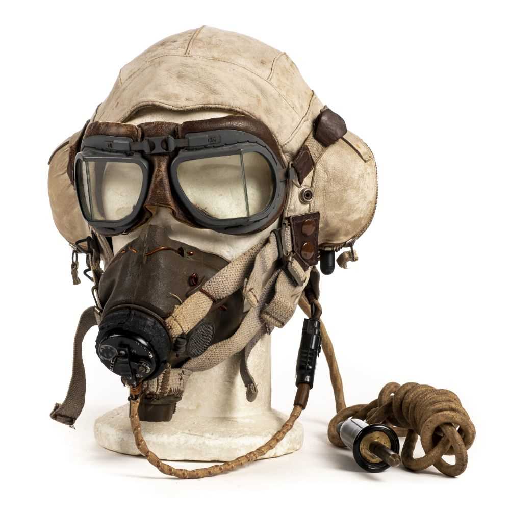 Lot 172 - WWII RAF/FAA Flying Helmet Type C. A rare white leather B/C-pattern circa 1942