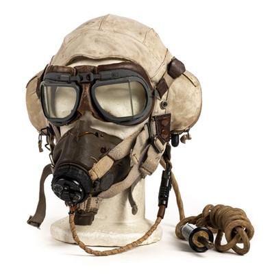Lot 172 - WWII RAF/FAA Flying Helmet Type C. A rare white leather B/C-pattern circa 1942