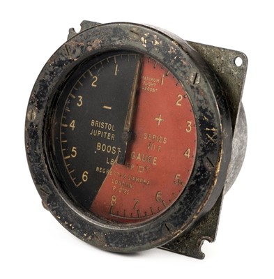 Lot 134 - RAF Bristol ‘Bulldog’ Instrument board. Supercharger boost gauge by Negretti & Zambra circa 1931
