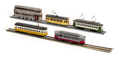 Lot 6 - Tram track layout & accessories. A tram track layout, additional track, controllers & accessories