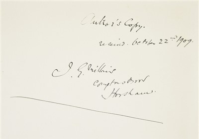 Lot 214 - Millais (J. G.). The Natural History of British Game Birds, 1st edition, 1909, Millais's copy