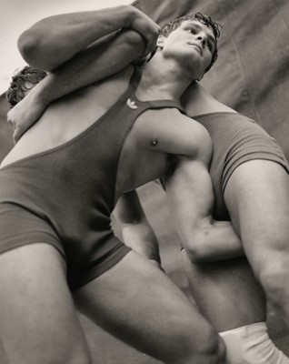 Lot 89 - Weber (Bruce, 1946-). Bill Scherr and Jim Scherr, wrestling, press print photograph, c. 1983