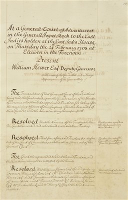 Lot 146 - East India Company. 'Copies of some Orders of Courts of the Old East India Company', c.1708
