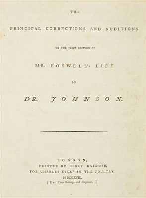 Lot 283 - Boswell (James). The Principal Corrections and Additions to the Life of Johnson, 1st edition, 1793
