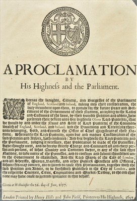 Lot 206 - Commonwealth of England. Sammelband of acts from the Second Protectorate Parliament, 1656-7