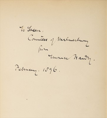 Lot 821 - Hardy (Thomas). A collection of five Wessex Novels inscribed by the author, 1895-1896