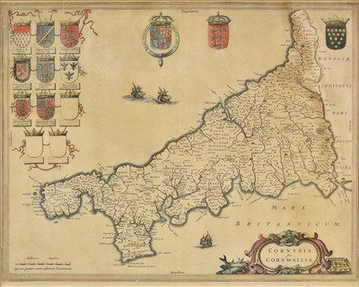 Lot 20 - Cornwall. Blaeu (Johannes), Cornubia sive Cornwallia, Amsterdam, circa 1650