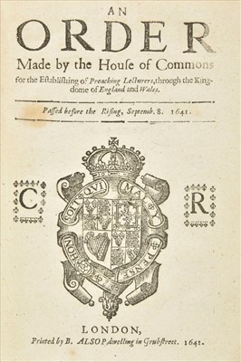 Lot 291 - Charles I. An Order made by the House of Commons for the Establishing of Preaching Lecturers, 1641