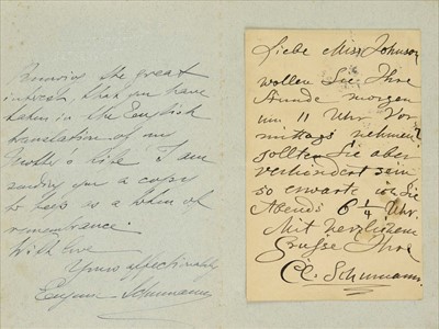 Lot 383 - Schumann (Clara, 1819-1896). Clara Schumann, An Artist's Life... , 2 volumes, 1st edition, 1913