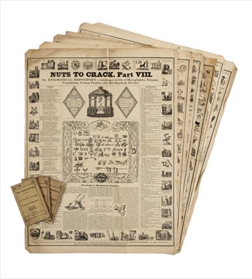 Lot 538 - Broadside puzzles. Nuts to Crack, Parts VII-XI, XX, London: R. Macdonald, circa 1840s