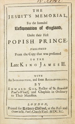 Lot 320 - Parsons (Robert). The Jesuit's Memorial, for the Intended Reformation of England, 1690