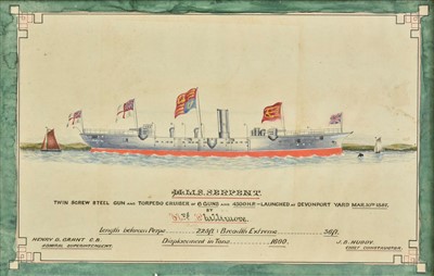 Lot 114 - Naval gunboats. 3 Victorian watercolours of Royal Navy ships