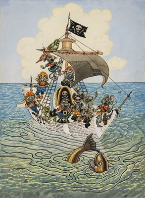 Lot 434 - Folkard (Charles, 1878-1963). The Pirate Ship & other original artwork