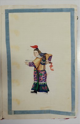 Lot 15 - Chinese Export School. Album of warrior pith paintings, Yut Shing, Canton, 19th century