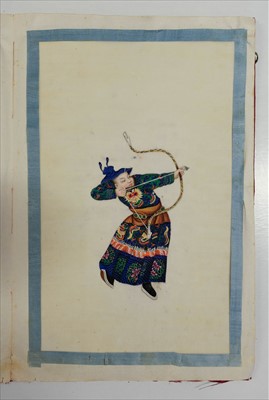 Lot 15 - Chinese Export School. Album of warrior pith paintings, Yut Shing, Canton, 19th century