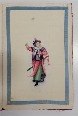 Lot 15 - Chinese Export School. Album of warrior pith paintings, Yut Shing, Canton, 19th century