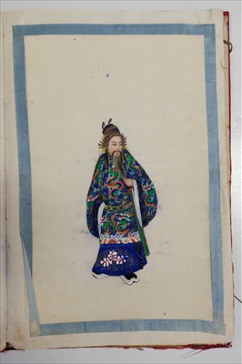 Lot 15 - Chinese Export School. Album of warrior pith paintings, Yut Shing, Canton, 19th century