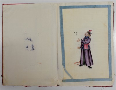 Lot 15 - Chinese Export School. Album of warrior pith paintings, Yut Shing, Canton, 19th century