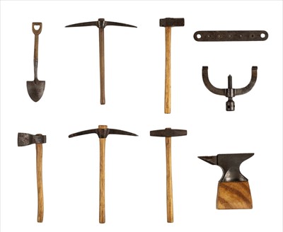 Lot 57 - Miniature tools. A collection of Edwardian cased miniature tools