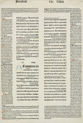 Lot 116 - Printed leaf. [Biblia latina cum glossa ordinaria, Strassburg: Anton Koberger, not after 1480]