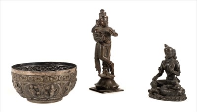 Lot 102 - Indian bronzes. An Indian bronze of a seated deity
