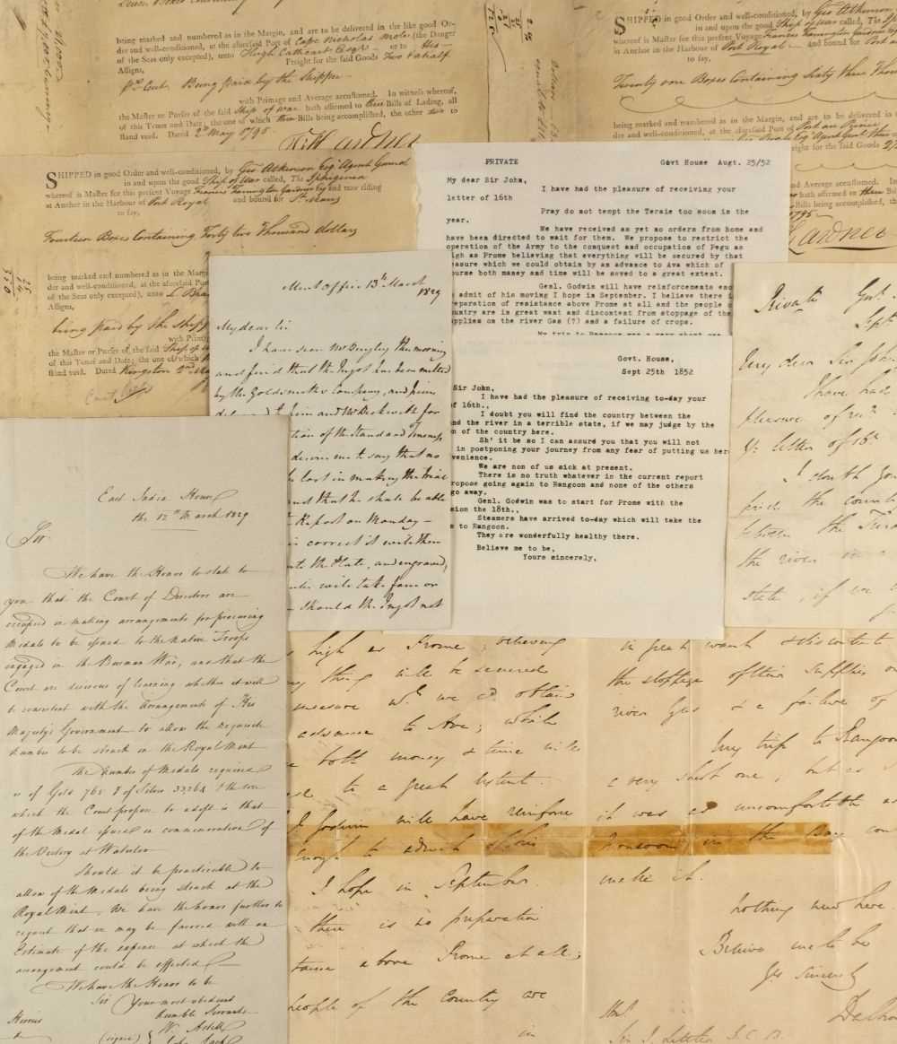 Lot 19 - Dalhousie (James, 1st Marquess of). Two autograph letters on the annexation of Burma, 1852, & others