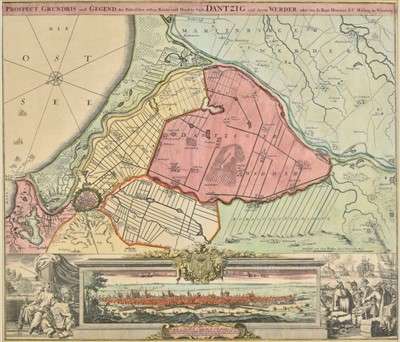 Lot 68 - Poland. Homann (Johann Baptist), Plan of Danzig, circa 1730