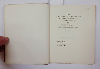 Lot 614 - Wilde (Oscar). The Importance of Being Earnest, 1899