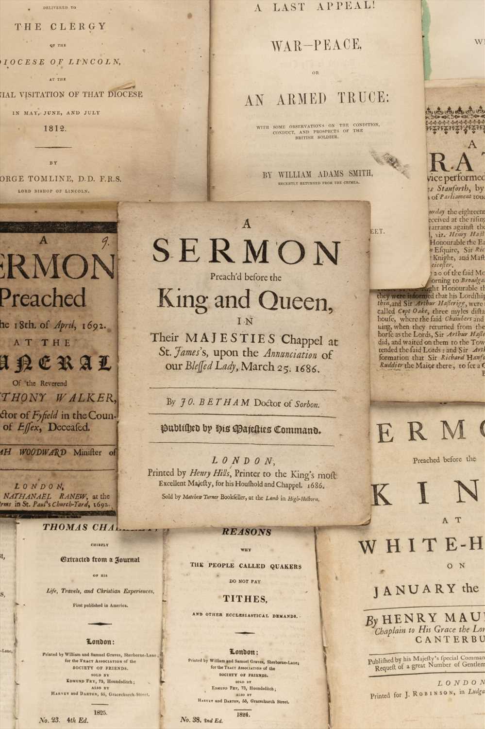 Lot 280 - Pamphlets. A Sermon Preach'd before the King and Queen..., by Jo. Betham, 1686