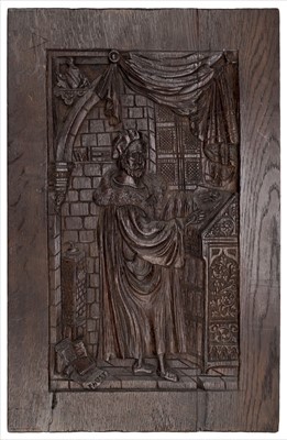 Lot 70 - Oak panel. An 18th century relief carved oak panel