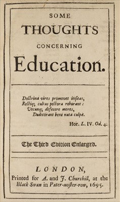 Lot 275 - Locke (John). Some Thoughts concerning Education, 3rd edition, London: A. & J. Churchill, 1695