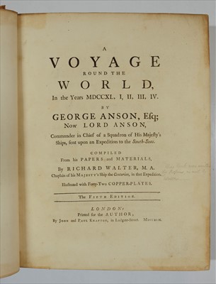Lot 2 - Anson (George), A Voyage round the World in the years MDCCXL, I, II, III, IV, 1749