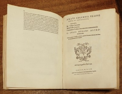 Lot 315 - Aratus of Soli, Phaenomena [and 2 others], Paris: Morel, 1559, ex libris Fletcher of Saltoun