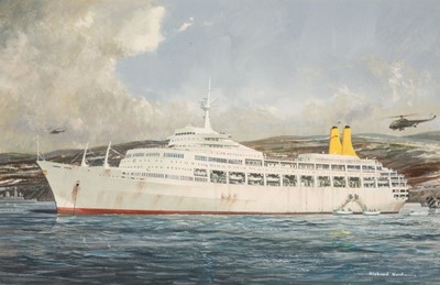 Lot 439 - Ward (Richard, 1916-1993). S.S. Canberra, Falklands 1982, watercolour & gouache