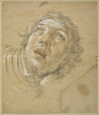 Lot 263 - Italian School. Head of a bearded young man looking upwards, coloured chalk