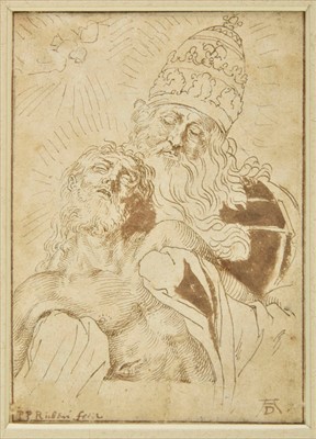 Lot 264 - Circle of Peter Paul Rubens (1577-1640). The Trinity, after Durer, brown ink and wash