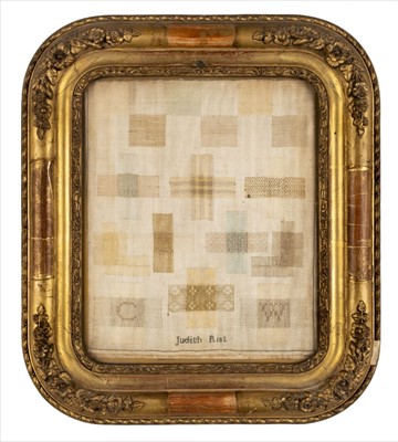 Lot 161 - Samplers. A darning sampler by Judith Rist, late 18th/early 19th century