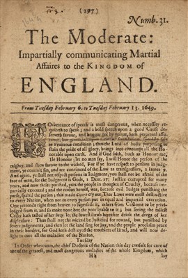 Lot 267 - English Civil War. The Moderate: number 31, 1649