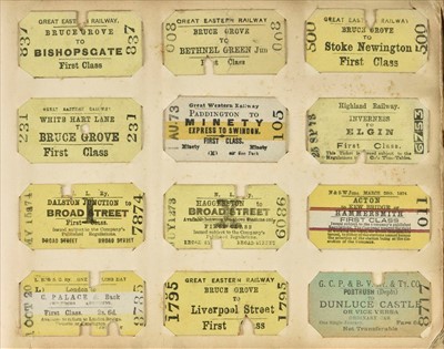 Lot 234 - Railway Tickets. An album of Edmondson railway tickets and stubs, mostly early 20h century