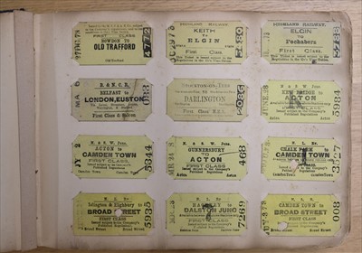 Lot 234 - Railway Tickets. An album of Edmondson railway tickets and stubs, mostly early 20h century