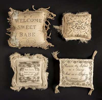 Lot 165 - Pincushions. A layette pinwork silk pincushion, early 19th century