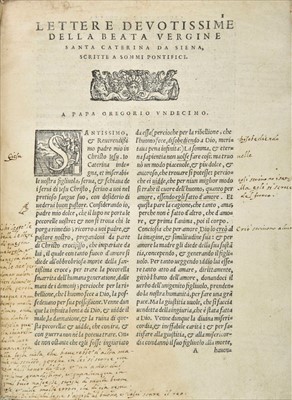 Lot 242 - Castelvetro (Giacomo; owner). Lettere devotissime della Caterina da Siena, 1562