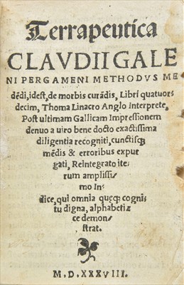 Lot 252 - Galenus (Claudius). Terrapeutica, 1538