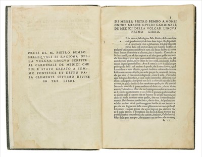 Lot 227 - Bembo (Pietro). Prose, 1st edition, Venice, 1525