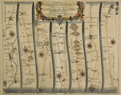 Lot 72 - Ogilby (John). The Road from London to Flamborough Head, com Ebor..., circa, 1698