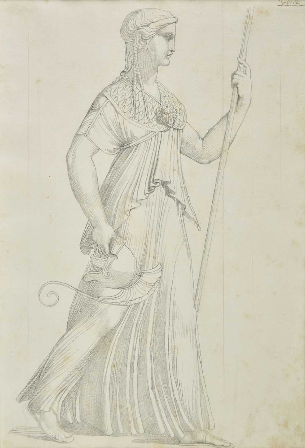 Lot 164 - Attributed to Tommaso Minardi (1787-1871). Pallas Athene, and Diana, pencil drawings