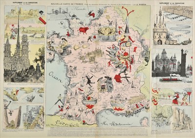 Lot 142 - Robida (Albert). Nouvelle Carte de France, published in 'La Caricature', circa 1885
