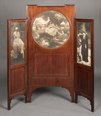 Lot 134 - Screen. An Edwardian mahogany three-fold screen