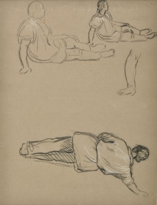Lot 383 - Linnell (James Thomas, 1826-1905). Three studies of a man in a farmer's smock, plus others
